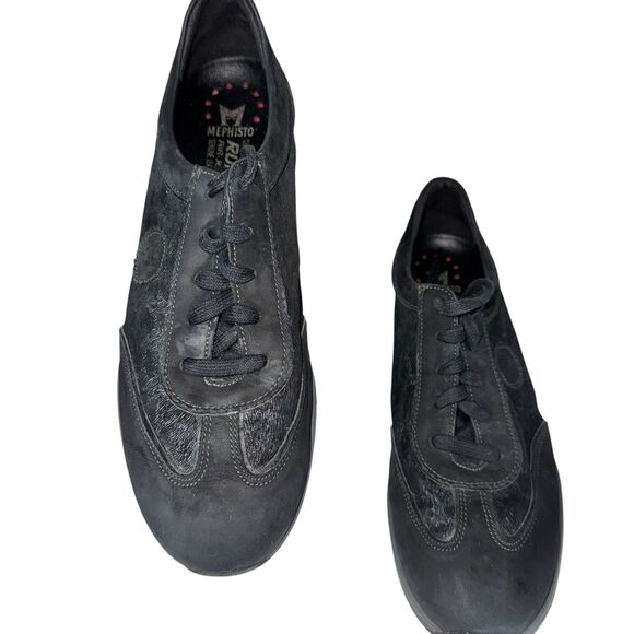 Mephisto Yael Women's Fashion Sneaker Size 8.5 Black Leather RunOff - Picture 1 of 7